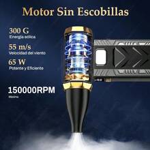 CYAire Comprimido y Aspiradora 5 en 1 [6 Velocidades] 150000RPM Sopladora de Aire Inalambrica y Potente Mini Aspiradora para Auto Lavable HEPA Filtro 30MIN-4H Autonomía Ultra Larga - como en la foto - Ver 4