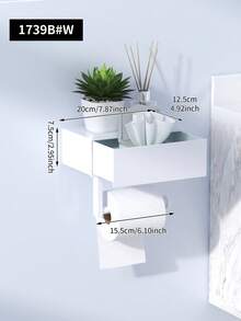 1pc Wet Wipes & Toilet Paper Holder, Self-Adhesive Wall Mount, Bathroom Tissue Roll Dispenser With Storage Shelf - Multicolor - View 15