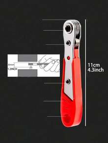 棘轮螺丝刀手柄，适用于狭窄空间，双向操作，斜角头，螺丝刀，钢制，红色，需自行组装，非电动，无需电池，适用于工业和科学用途，男士工具 - 彩色 - 查看 3