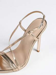 11cm Women's Sexy Stiletto High Heels With Criss-Cross Strap, Comfortable Nightclub Style, Fashionable Rose Gold Patent Leather Sandals - Rose Gold - View 9