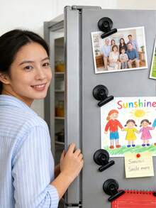 1pc Stainless Steel Round Head Clip, Metal Fridge Magnet, Heavy Duty Magnetic Clamp, Detailed List Displays Fasteners, Suitable For Home And Kitchen, Birthday