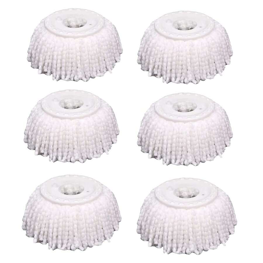 6 PCS Spin Mop Replacement Head For Hurrica, Mopnad, Cassabel And Other 360 Spin Mop Systems, Microfiber Spin Mop Refills (White) - trắng - Xem 1