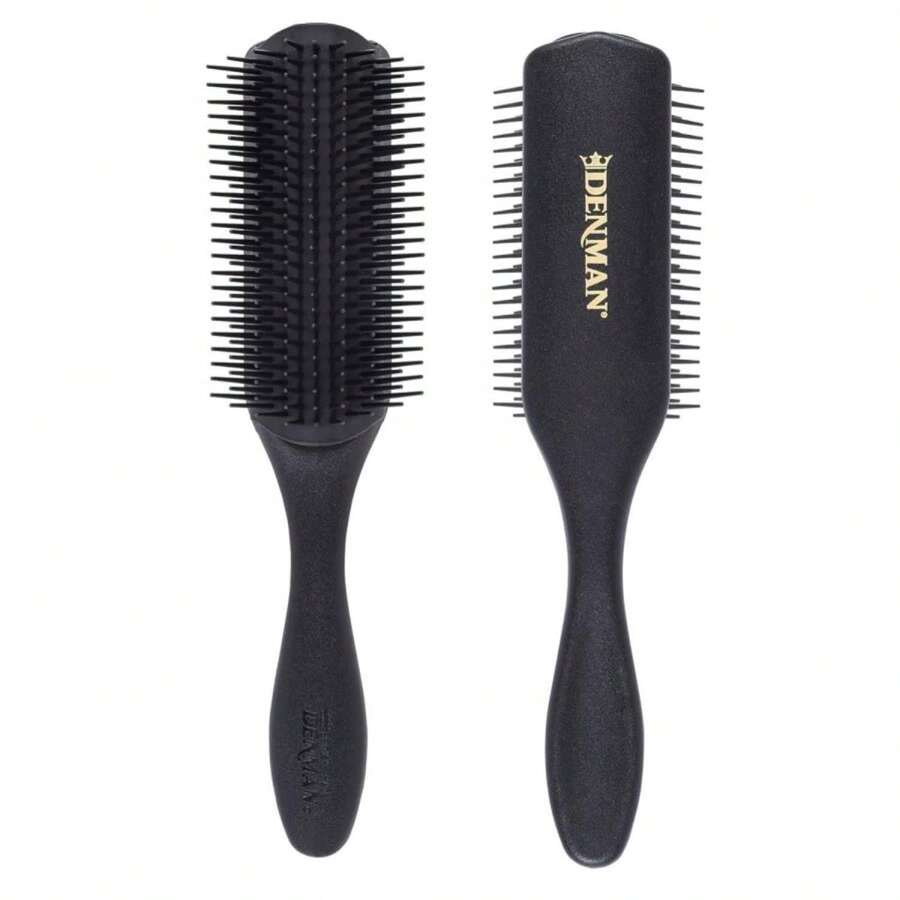 Denman Curly Hair Brush D4 (All Black) 9 Row Styling Brush For Styling, Smoothing Longer Hair And Defining Curls - For Women And Men - Trắng - Xem 1