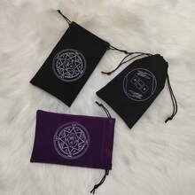 1 pieza 2 estilos Bolsa de almacenamiento de Tarot negra Bolsa de terciopelo con cordón Bolsas de regalo con pentagrama y fase lunar para Tarot, dados, tarjetas, joyería, bola de cristal, tarjetas de adivinación, Halloween - Tipo B - Ver 4