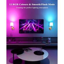 2套电池供电壁灯，2个金色可充电壁灯，带磁吸式可拆卸遥控灯泡，12种RGB颜色和3种色温，可调光无线壁灯，适用于卧室 - 2只裝 - 查看 2