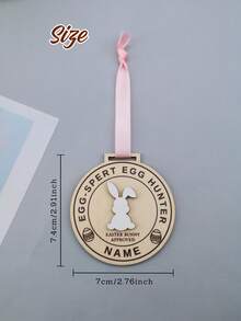 LICVIC Custom Name Easter Egg Hunt Medal Ornament, Easter Basket Stuffers, Home Decor, Personalized Easter Gift And Keepsake, For Family And Friends, Spring Easter Decorations With Bunny Badge Style, Customized Text Detail, Fully Customizable Hanging Decor - Style B - View 2