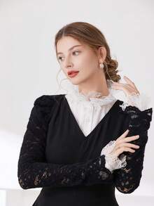 1set Chiffon Faux Collar Detachable Ruffled Vintage Dickey For Dress For Christmas Decor - Multicolor - View 16