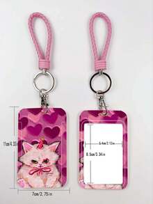 1个ABS粉色绳子可爱猫咪图案时尚钥匙扣、包包挂饰、学生巴士保护挂件 - 彩色 - 查看 7