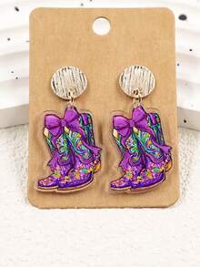 一对嘉年华游行主题炫彩耳环，靴子造型，时尚百搭，适合日常佩戴，男女皆宜 - 彩色 - 查看 5