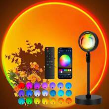 Multicolor Sunset Projector Lamp With Remote & APP Control - 16 Colors & 16 Dynamic Modes, Dimmable LED Night Light For Bedroom, Party, Photography Decor,Romantic Dates & Gifts - Multicolor - View 1