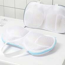 1pc Bra Laundry Bag For Washing Machine – Delicate Lingerie Wash Bag With Zipper, Prevents Deformation For Bras (A To C Cup) – Underwear Mesh Laundry Bag For Women, Travel & Home Use – Christmas Holiday Gift For Her, Blue, Durable & Reusable - 彩色 - 查看 6