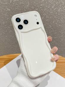 高级波浪纹白色奶油质感手机壳，简约防摔TPU软壳，适用于 - 白色 - 查看 10