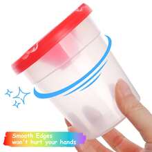 10个带彩色盖和画笔的防溢颜料杯，适合儿童使用，防溢画笔清洗杯，幼儿绘画颜料杯，美术工艺用品，丙烯颜料，水彩颜料 - 彩色 - 查看 2