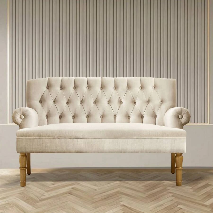 Loveseat Sofa For Living Room, Couch In A Box, Sofa Para Sala, Love Seats Furniture, Long Couches, Settee, Textile - Màu be - Xem 1