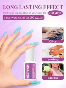 2pcs Extra Strong Brush-On Nail Glue For Acrylic Nails, Nail Tips & Press-On Nails (8ml) With File For Glue-On Fake Nails, Fix Broken Nail Repair. Acrylic Nail Glue Nail Bond Nail Glue Gel - 1PC - 查看 7