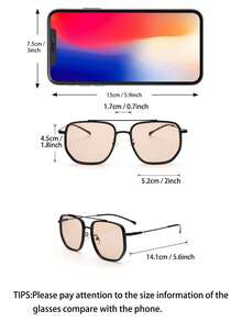 1pc Women's Mirrored Frame Boho Style Fashion Outdoor Protective Travel Daily Accessory - 1 khung đen, phim xám - Xem 8