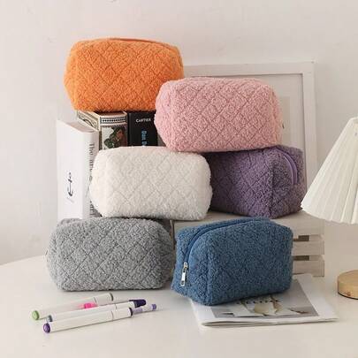 Plush Pencil Case, Minimalist Cute High-Quality Large Capacity Pencil Storage Pouch