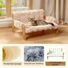 Elevated Pet Cat Sofa Pet Bed Cat Litter Dog Litter All Year Round Removable And Washable Cat Bed - màu nâu - Xem 3