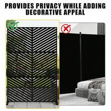 Pantalla de Privacidad Metálica de 74" Alto x 47.2" Ancho con Soporte, Panel Divisor de Habitación Decorativo Exterior, Partición de Patio Libre para Terraza, Balcón y Jardín, Uso Dual Interior y Exterior - Estilo 1 - Ver 5