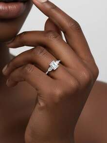 1pc Women's Wedding Ring, Lili Song Ring, 2.3g 925 Sterling Silver, 2 Carat Moissanite, Bohemian Palace Style, Engagement, Wedding, Anniversary, Valentine's Day Gift, Comes With Moissanite Certificate And Elegant Gift Box - Silver - View 5