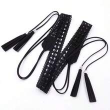 1pc Bohemian Style Hollow Tassel Buckle Design Women's Versatile Fashion Leather Belt, Suitable For Shirts, Dresses, School, Music Festivals, Parties In Summer And Autumn - Multicolor - View 10