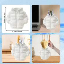 1pc 3D Printed Feather Down Jacket Pen Holder, Cup Sleeve & Coaster, Creative Desktop Organizer For Students - Multicolor - View 4