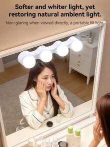 4pcs LED Soft Light Lamp, Suction Cup Design, Powered By USB Or Battery, 360° Adjustable Makeup Light, Ideal For Daily Makeup - one-size - View 11