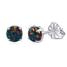Limerencia G23 arete hipoalergénicos de titanio puro ópalo/piedra lunar/ojo de gato/turquesa azul grado de implante F136 Joyería delicada para orejas sensibles-010 - Ópalo negro - Ver 2
