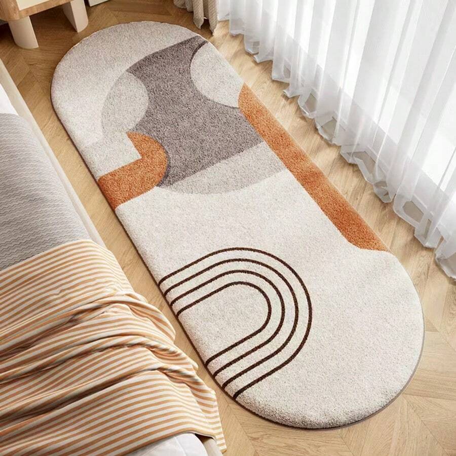 1 件装现代简约抽象床边地毯，柔软舒适，时尚几何线条设计，适用于卧室或客厅，可水洗，也可作走廊地毯、舒适休闲垫、装饰性地板覆盖物、客厅地毯、家居装饰地毯、节日装饰地毯 - 彩色 - 查看 1