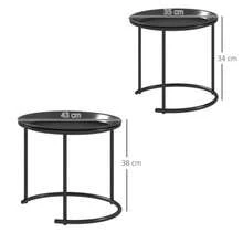 Set Of 2 Stackable Round Coffee Tables, Ideal For The Living Room, Bedroom Or Entryway. Steel, Ø 43/35 Cm, Black.