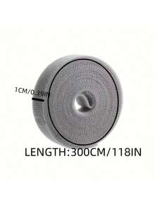 1 Roll/3 Rolls 1cm X 300cm/100cm Black/White/Gray Cable Organizer, Back-To-Back Hook And Loop Strap, Nylon Self-Adhesive Hook Tie Wrap, Cable Management, Multi-Purpose Binding Strap - Multicolor - View 3