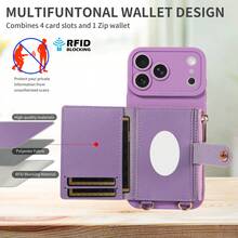 1件装磨砂系列手机壳，带挂绳、镜子、卡槽、拉链钱包和珍珠链，兼容苹果17 Pro Max/17/Air/17 Pro/17e/16/15/14/13/12/11 Pro Max/Plus Mini，三星Galaxy A56/A54/A53/A52/A51/A50/A36/A34/A33/A32/A26/A23/A22/A21S/A16/A14/A13/A12/A06，防震防摔 - 紫色 - 查看 11