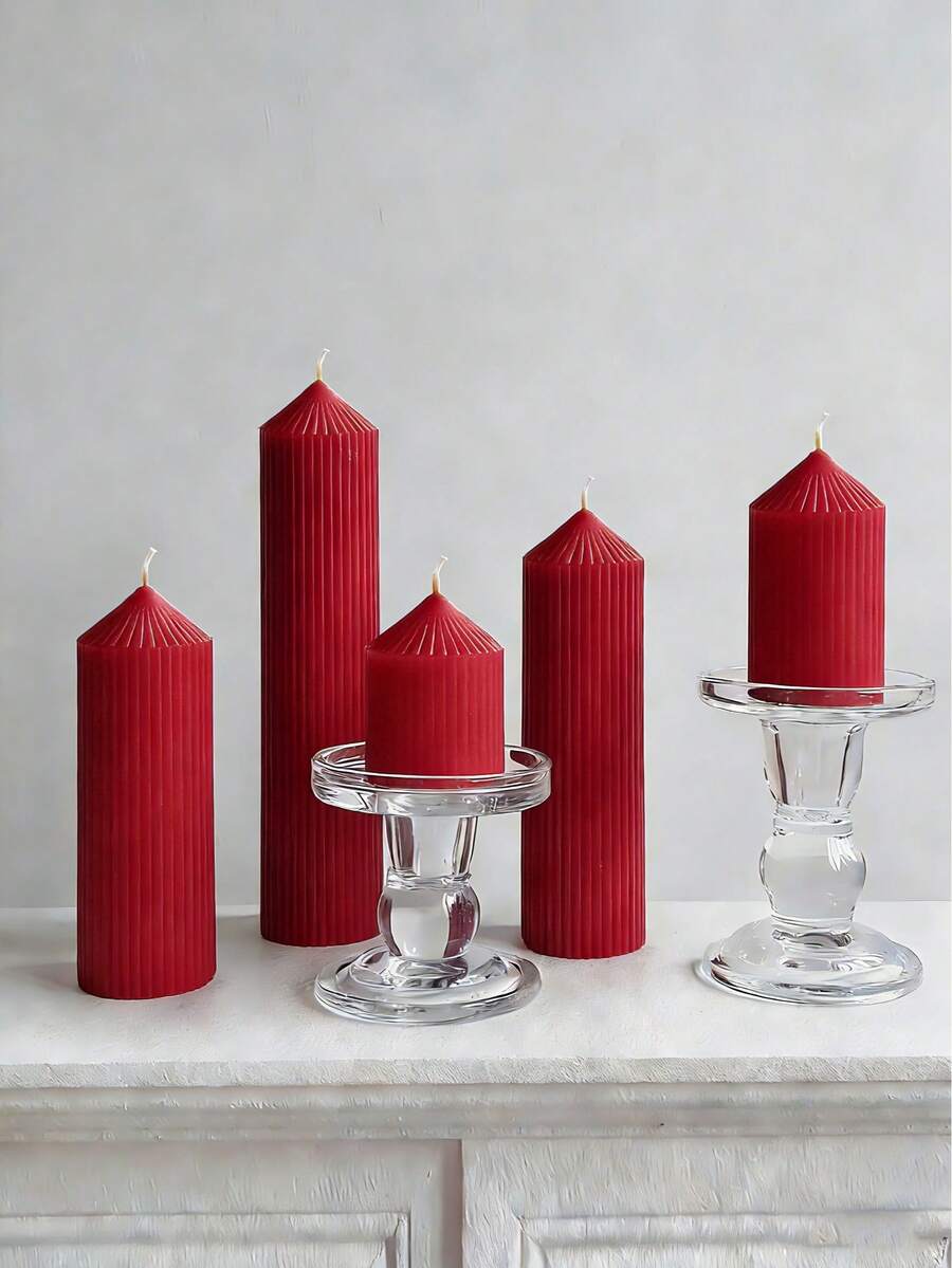 勃艮第酒红色尖头圆柱形香氛蜡烛，采用大豆蜡和石蜡制成，蜡烛套装包含1支香氛蜡烛，燃烧时间长达50小时，适合斋月装饰、生日礼物、女友礼物、女士礼物、家居装饰、桌面装饰、母亲节礼物。 - 酒紅色 - 查看 1