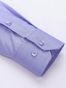 Men's Business Dress Shirts, 38% Bamboo Fiber, 62% Polyamide, Long-Sleeved, No-Iron, With A Slim Fit. Bamboo Fiber: Offers Good Moisture Absorption And Breathability, Is Comfortable To Wear And Naturally Antibacterial. It Is Wear-Resistant And Firm, Making The Shirt Less Prone To Deformation. - 紫丁香色 - 查看 3