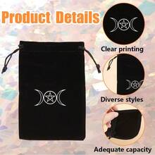 1 pieza 2 estilos Bolsa de almacenamiento de Tarot negra Bolsa de terciopelo con cordón Bolsas de regalo con pentagrama y fase lunar para Tarot, dados, tarjetas, joyería, bola de cristal, tarjetas de adivinación, Halloween - Tipo B - Ver 8