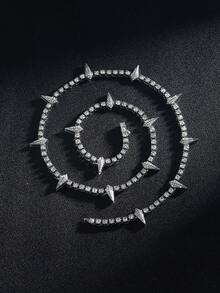 Men's Rhinestone Spiked Necklace, Diamond Tennis Chain, Cool Rapper Anime Hippie Claw Necklace, Halloween Costume Wakanda King Jewelry Gift