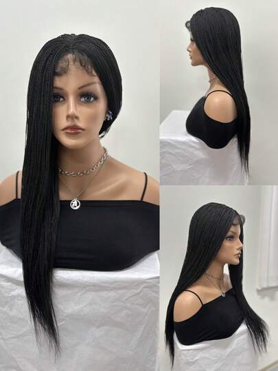 Peluca trenzada de encaje de 4"X4", peluca de trenzas de caja de encaje frontal, peluca de encaje trenzado de millones de hebras, peluca trenzada sintética de encaje frontal de 22" con trenzas de espiga, para uso diario