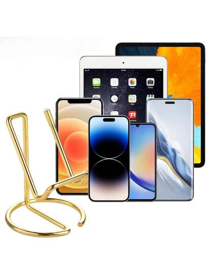 1pc Metal Phone Stand - Universal IPad Desktop Holder, Vertical Stand, Portable Minimalist Design, Sturdy Desktop Holder For Smartphones And Tablets, Desktop Accessory, Fits All Phones, Hands-Free Viewing Stand, Suitable For Office, Kitchen, Study, Multi-Functional Display Stand, Suitable For Home Office Users, Students And Professionals