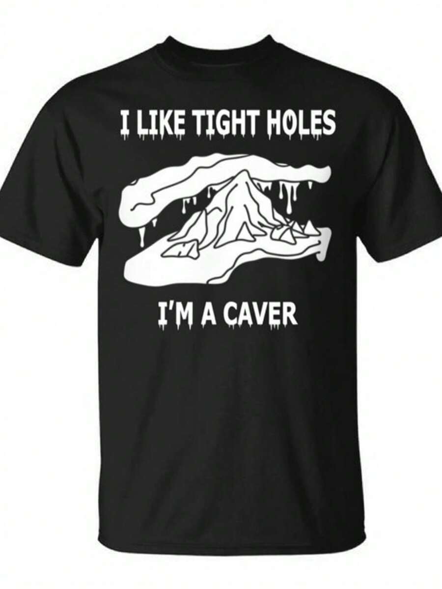 Black Cave Explorer Graphic T Shirt I Like Tight Holes Caver Humor Print Casual Short Sleeve Tee for Men Women Short Sleeve Tee,Comfortable Elasticity,Mens Budget Comfortable Tshirt,Spring Attire,Festival,Festive Occasion Top,Vacation T Shirt, - por defecto - Ver 1