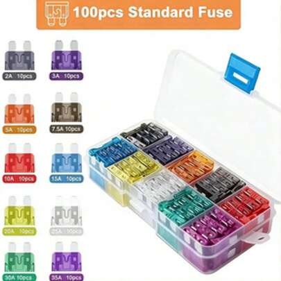 100pcs Assorted Automotive Fuses, 2A-35A Mini Blade Fuse Set, Suitable For Motorcycles, Boats, Trucks And Other Vehicles, Blade Fuse Combination Kit, Truck Car Fuse Assortment