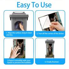 1张驴子偷看垃圾桶贴纸 - 逼真微笑的驴脸PVC防水亮面，农场动物门/垃圾桶贴纸，适用于室内/室外（冰箱、围栏） - 易撕易贴（1张） - 驴子，2D平面 - 彩色 - 查看 3