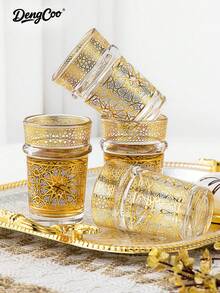 Dengcoo 6/12件套阿拉伯咖啡杯、摩洛哥茶杯、玻璃杯套装、薄荷茶杯套装、传统阿拉伯玻璃茶杯套装，适用于冷热饮品，沙特阿拉伯国庆节 - 杯子 - 查看 6