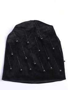 1pc Women's Rhinestone & Pearl Embellished Pullover Beanie Hat, Fashionable & Versatile, Autumn/Winter - Multicolor - View 3