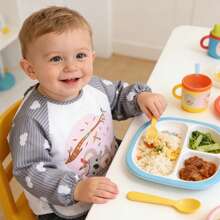 1pc Newborn Infant Reversible Feeding Bib, Baby Eating Smock, Unisex - Multicolor - View 12