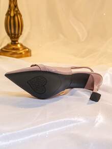 Women's Pointed Toe Metallic Buckle Accent High Heel Party Shoes - Barely Pink - View 7