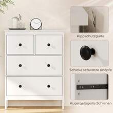4-Drawer Chest Of Drawers For Clothes And Bedding, Living Room, Bedroom, Hallway, Particleboard, White - White - View 4