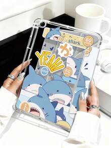 Shark Game Pattern Tablet Case Compatible With IPad Air 11-Inch M3 2025 / M2 2024, IPad Air 5th Generation 2022 , IPad (A16) 11 Inch 11th Generation 2025,Compatible With Samsung Galaxy Tab,Kindle Paperwhite 12th Gen 2024, Clear Back ,Fashion Pattern Protective Case,Autlueomatic Sleep And Wake-Up Function, Airbag Protection, Suitable For Gifts And Office Use - Multicolor - View 5