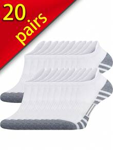 20只/10只/5只/1双 黑白男士夏季袜子，时尚休闲舒适，适合户外运动、跑步、健身，压缩膝袜，商务休闲假日黑白中筒袜，假日礼物（透气），适合鞋码（39-42/43-46） - 彩色 - 查看 13