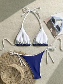 Bộ bikini hai mảnh họa tiết da báo dành cho nữ, kiểu dáng gợi cảm, thích hợp cho kỳ nghỉ hè ở bãi biển. - Xanh đậm - Xem 3