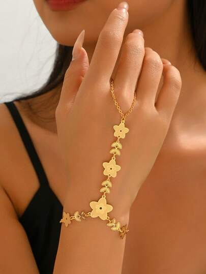 1 pieza Brazalete de cadena de mano con decoración de monedas huecas multicapa de estilo vintage versátil para mujeres